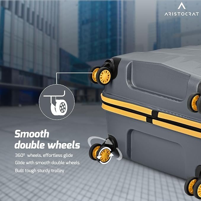 Aristocrat Comet Set of 3 Trolley Bag 56, 66 & 76cm | Small+Medium+Large | Hard Luggage| Smooth 8-Wheel Suitcase| Combination Lock with Sturdy Zipper | 3-Year International Warranty (Grey)