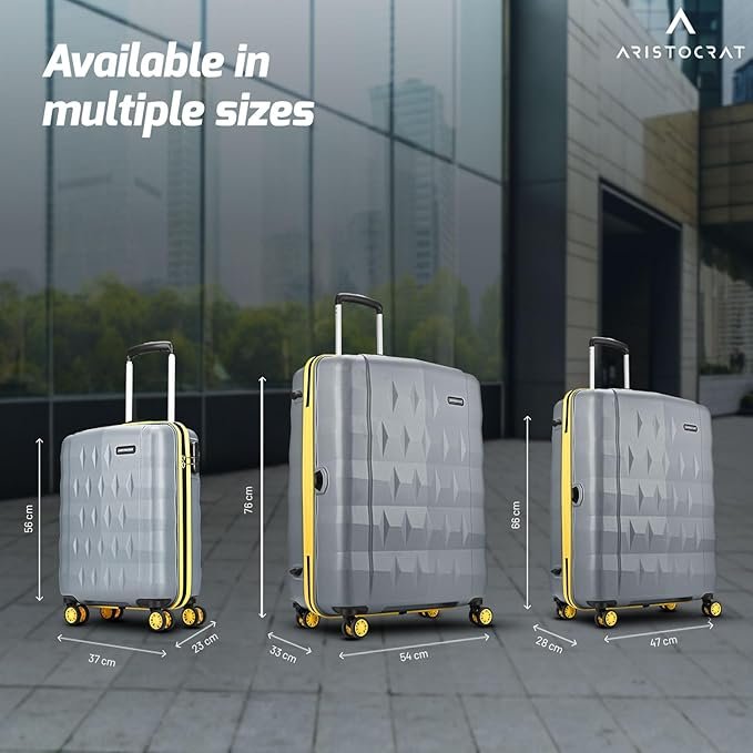Aristocrat Comet Set of 3 Trolley Bag 56, 66 & 76cm | Small+Medium+Large | Hard Luggage| Smooth 8-Wheel Suitcase| Combination Lock with Sturdy Zipper | 3-Year International Warranty (Grey)