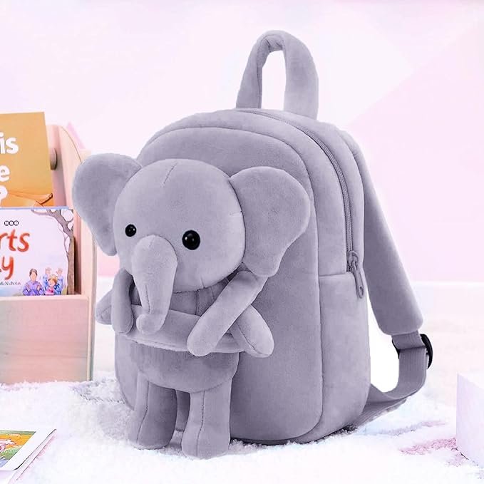 Frantic Kids Velvet School Bag soft plush standard Cute Backpack Baby Girl Preschool Mini Travel Bags Ideal for Baby Girl & Baby Boy & Toddlers Picnic Carry Travelling Bags (2-5 Years)