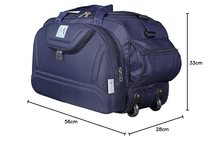 M MEDLER Epoch Nylon 55 litres Waterproof Strolley Duffle Bag- 2 Wheels - Luggage Bag - (Navy Blue)